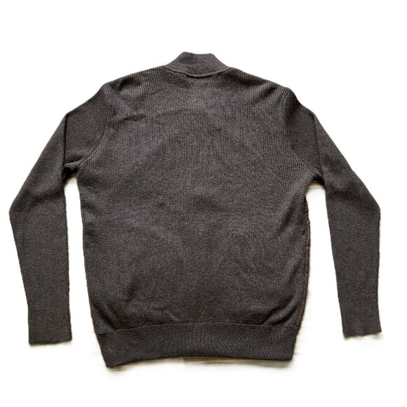 Peter Millar Quilted Jacket Zip Up Cardigan Merino Blend Rib Knit Brown Heather - Picture 5 of 7